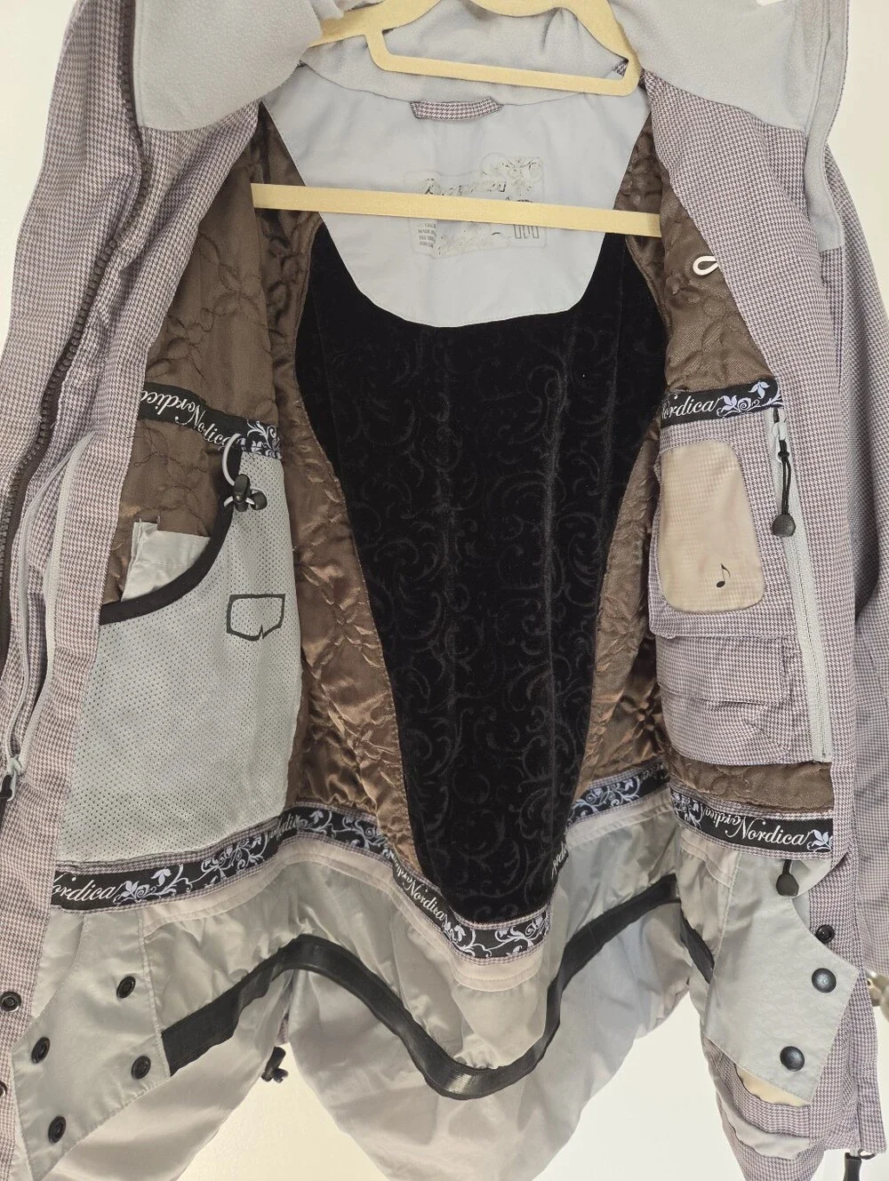 Light Grey Checkered Hooded Winter Parka